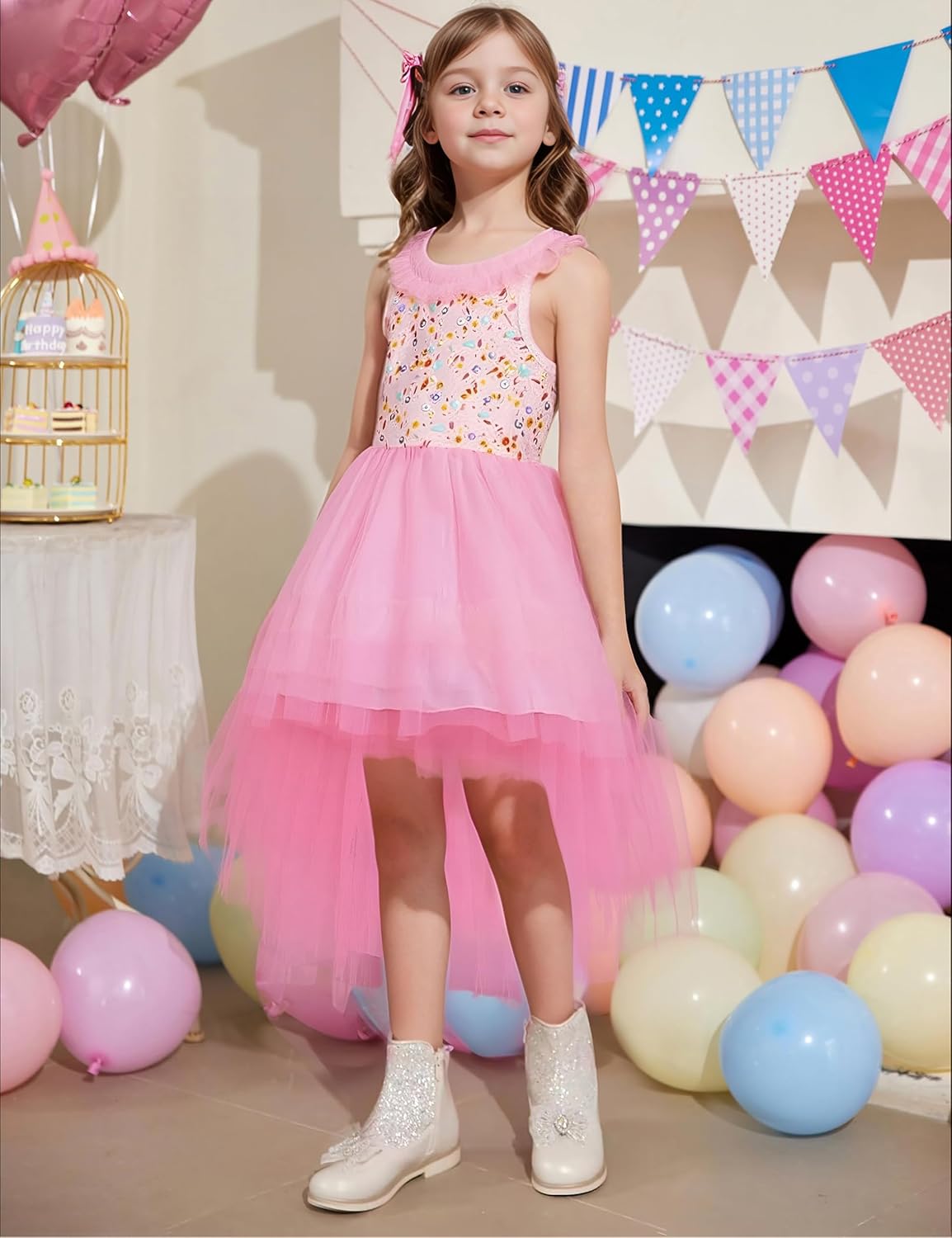 Girls Sequin Formal Dress Fancy Birthday Party Pageant Prom Toddler Sneaker Ball Gown Tulle Tutu Dress for Girls - Image 3