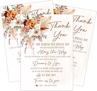 Your Main Event Prints 50 Boho Orange and Terracotta Floral Wedding Thank You Place Setting Cards, Great For Adding to Your Table Centerpieces and Wedding Decorations for Receptions, Pack of 50 Cards
