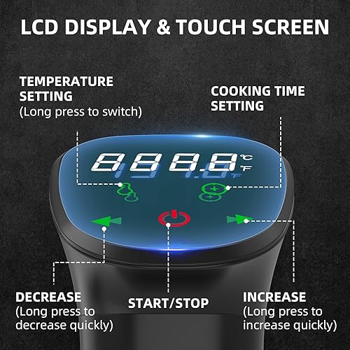 Miniatura 3 de Sous Vide Máquina de inmersión térmica de calentamiento rápido de 1100 W, pantalla táctil digital, con temperatura precisa y temporizador,