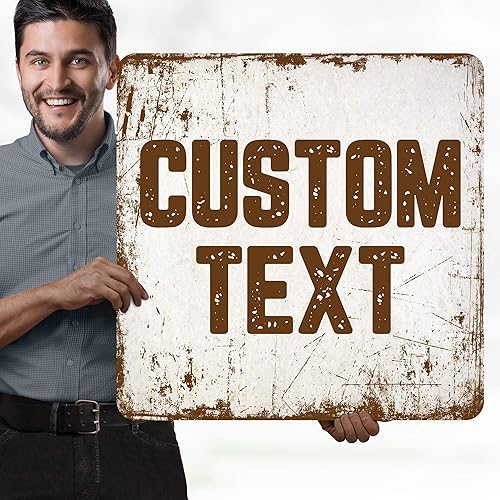 Miniatura 1135 de My Sign Center - Letrero personalizado, 11 colores de fuente, 13 estilos de fuente, 4 opciones de agujero, 22 tamaños, 8 x 32 pulgadas, sin óxido,