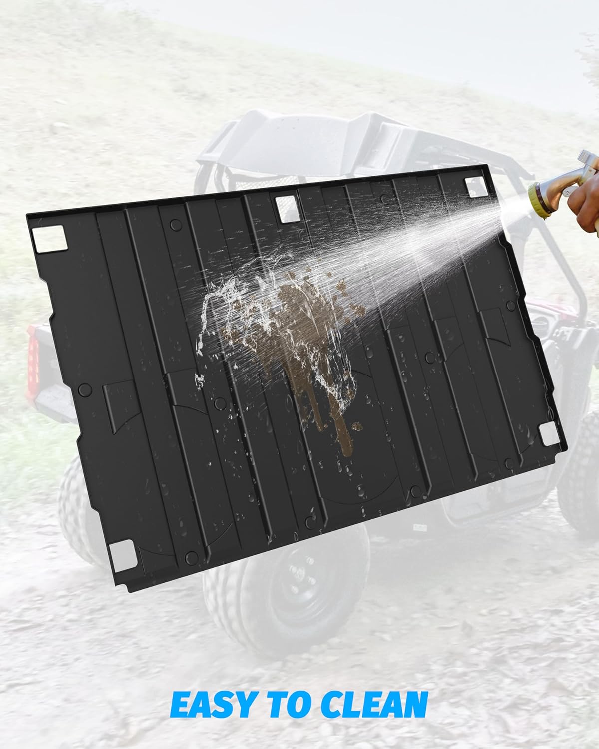 Cargo Bed Mat for Honda Pioneer 520 2021-2025 Accessories, TPE Rear Mat Full Bed Floor Mats All Weather Protector Slush Liner, Noise Reduction, Anti-Slip Stripe, High Edge Lip Design - Image 5