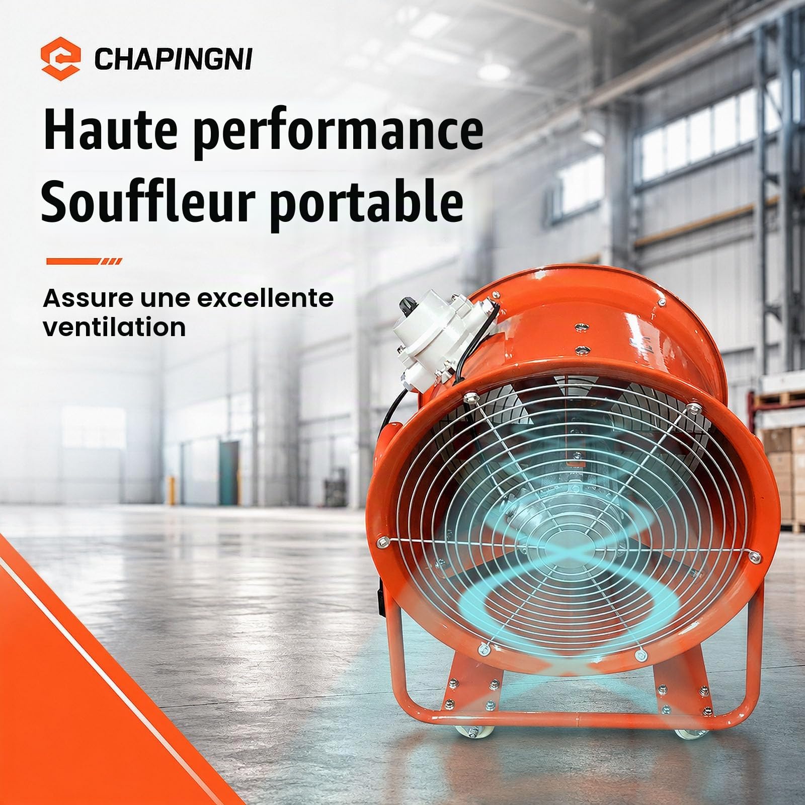 Ventilateur de chantier, 1100 W, 2800 tr/min, 150 m³/min, extracteur de moteur CA de 45,7 cm, ventilateur de construction, ventilateur industriel, ventilateur axial, ventilateur de chantier