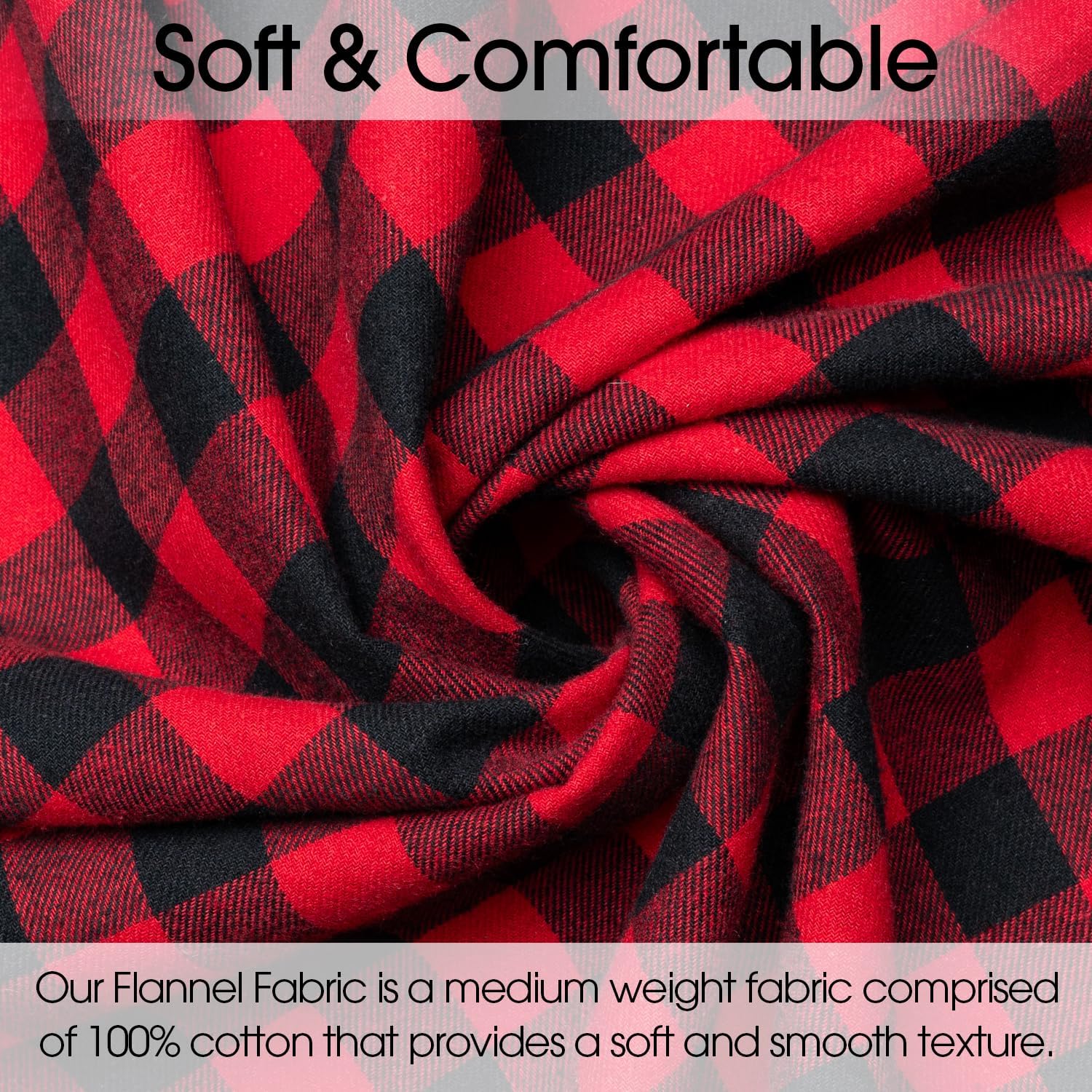 Pico Textiles 10 Yards Bolt Black and Red Buffalo Plaid Checkered Flannel Fabric - 60" Wide - 100% Cotton - Sold by The Yard - for Shirts, Scarves, Pajamas & Receiving Blankets