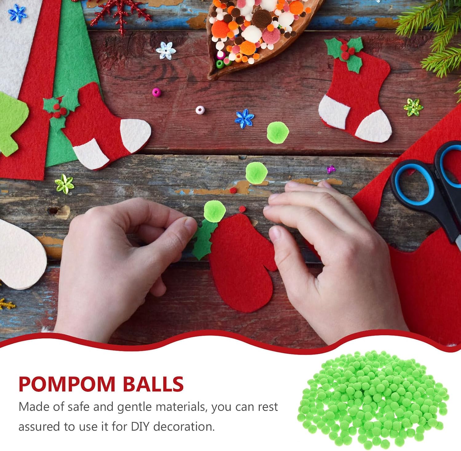 TOKIDNY 1500pcs Green Pom Poms for Crafts and DIY Arts Projects 1cm Soft Fuzzy Balls for Hobby Supplies Decorative Puff Balls for Hats Keychains Party Decorations
