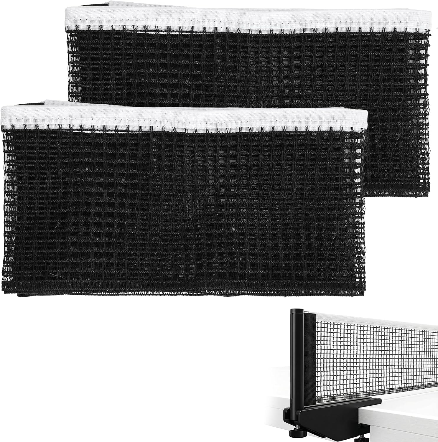 Molain 2-Pack Table Tennis Net Replacement - Durable Black Ping Pong Nets for Indoor/Outdoor Gym Use (70.8" x 5.9")