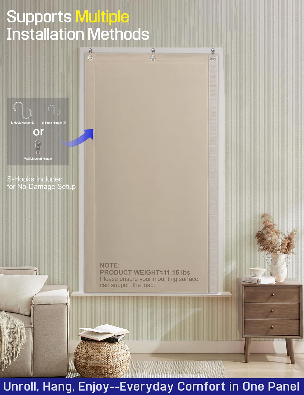  Soundproof Curtains for Bedroom, Studio & Home Office, Sound Dampening Acoustic Curtain with Soft Velvet Backing, Noise Reducing Room Divider Panel,70.9 x 39.4 Inch, Oatmeal Sand thumbnail