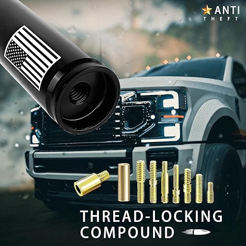 Miniatura 4 de Antena de camión para automóvil con tapas de vástago de válvula, diseño antirrobo, mástil para GM Chevy Silverado 1500 2500 3500 HD Avalanche Ford