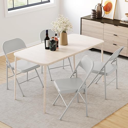 Miniatura 7 de Juego de 4 sillas plegables, asiento comercial portátil y apilable con marco de metal, sillas plegables resistentes para oficina, boda, fiesta,