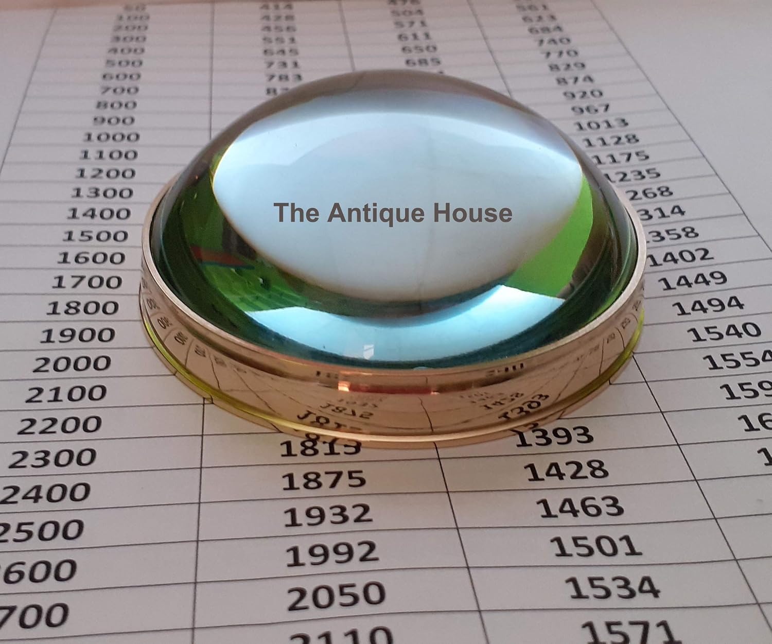 Vintage Solid Brass Desk Magnifying Glass Chart Paper Reader Weight Magnifier