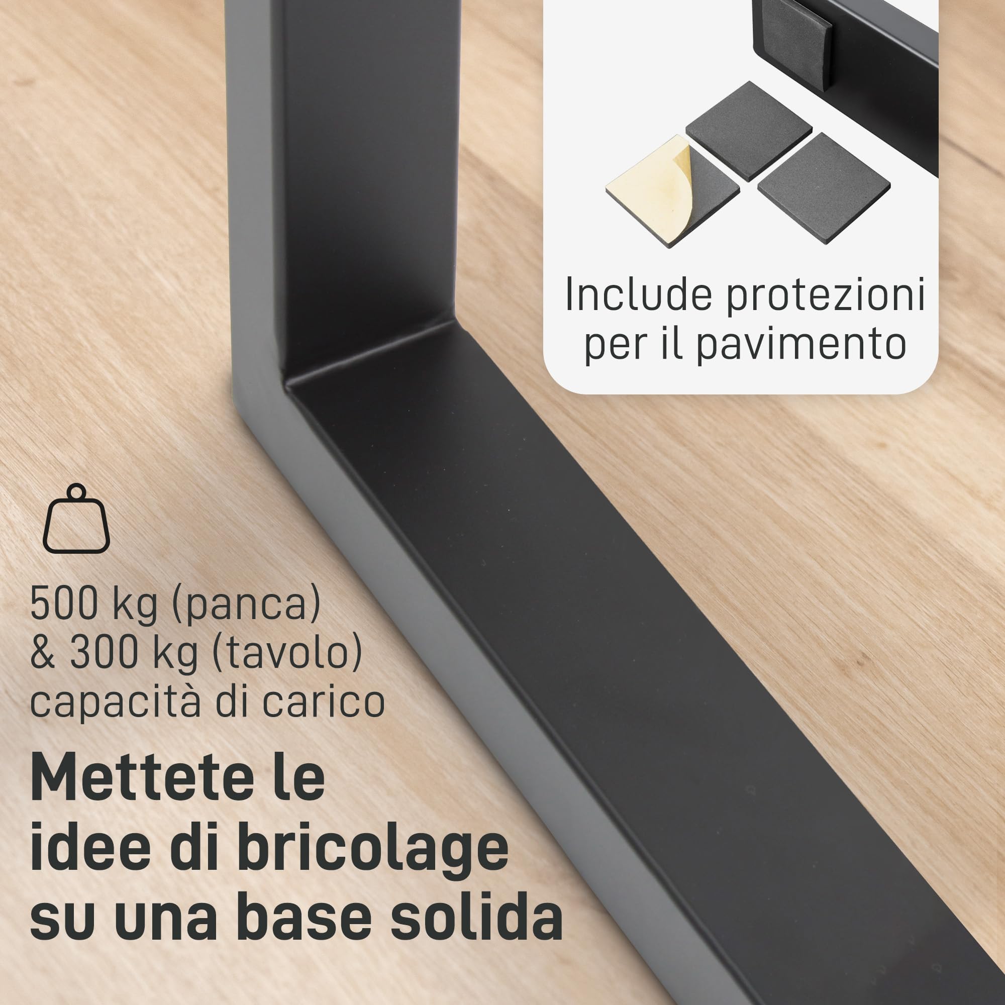 Natural Goods Berlin 2X Gambe per Tavolo FORMA T | Struttura Robusta per Panca in Metallo | Gambe per Mobili Stabili | Piedi per Tavolino e Panca | Piedi per Tavolo Nero | Gamba 35x42 cm
