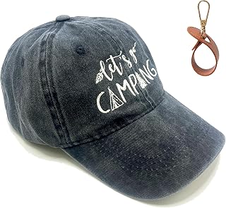 Let’s go Camping Hat Adjustable Baseball Cap Outdoor Explore Vintage Hats for Men Women Camper