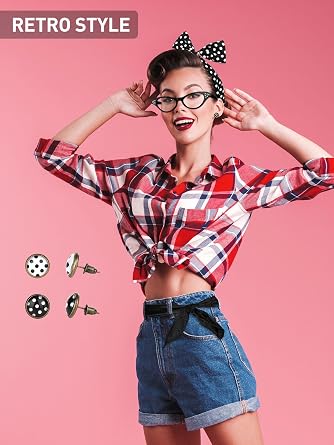 Aneco 6 Pack 50s Set Chiffon Scarf Cat Eye Glasses Bandana Tie Headband Earrings