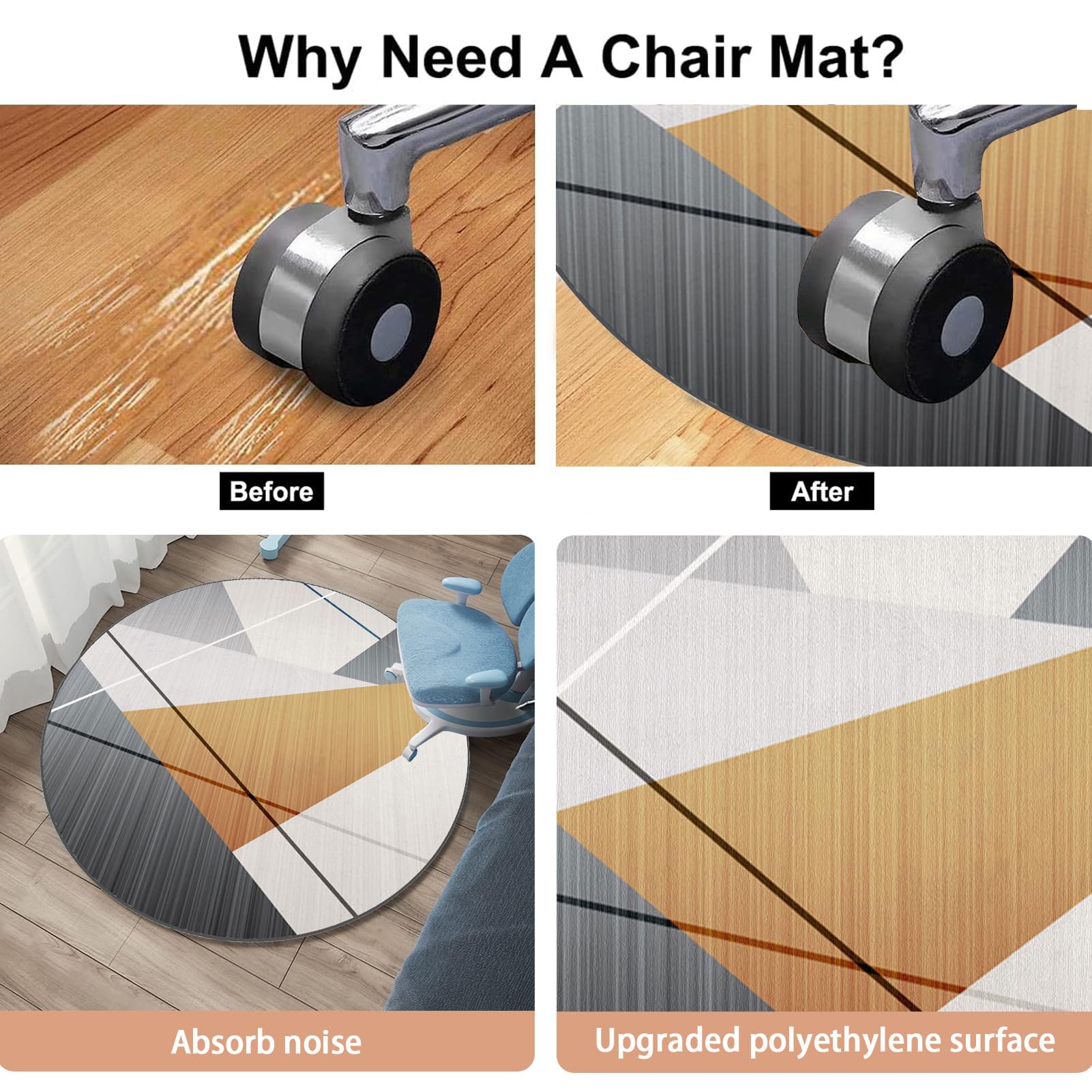 Tapete de madera dura para silla de computadora, tapete de escritorio para oficina, protector de silla rodante, tapete multiusos para el hogar, oficina y juegos, alfombra de protección