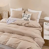 Vista 125 de ECOCOTT Juego de funda de edredón de 3 piezas, 100% algodón lavado, duradero, suave y cómodo, con cierre de cremallera, sin edredón, tamaño King