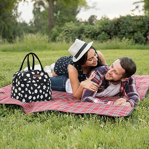 Miniatura 5 de Bolsa de almuerzo aislada Baglemon para mujer y hombre, contenedores de almuerzo reutilizables de alta capacidad para trabajo y picnic (Blackdaisy)