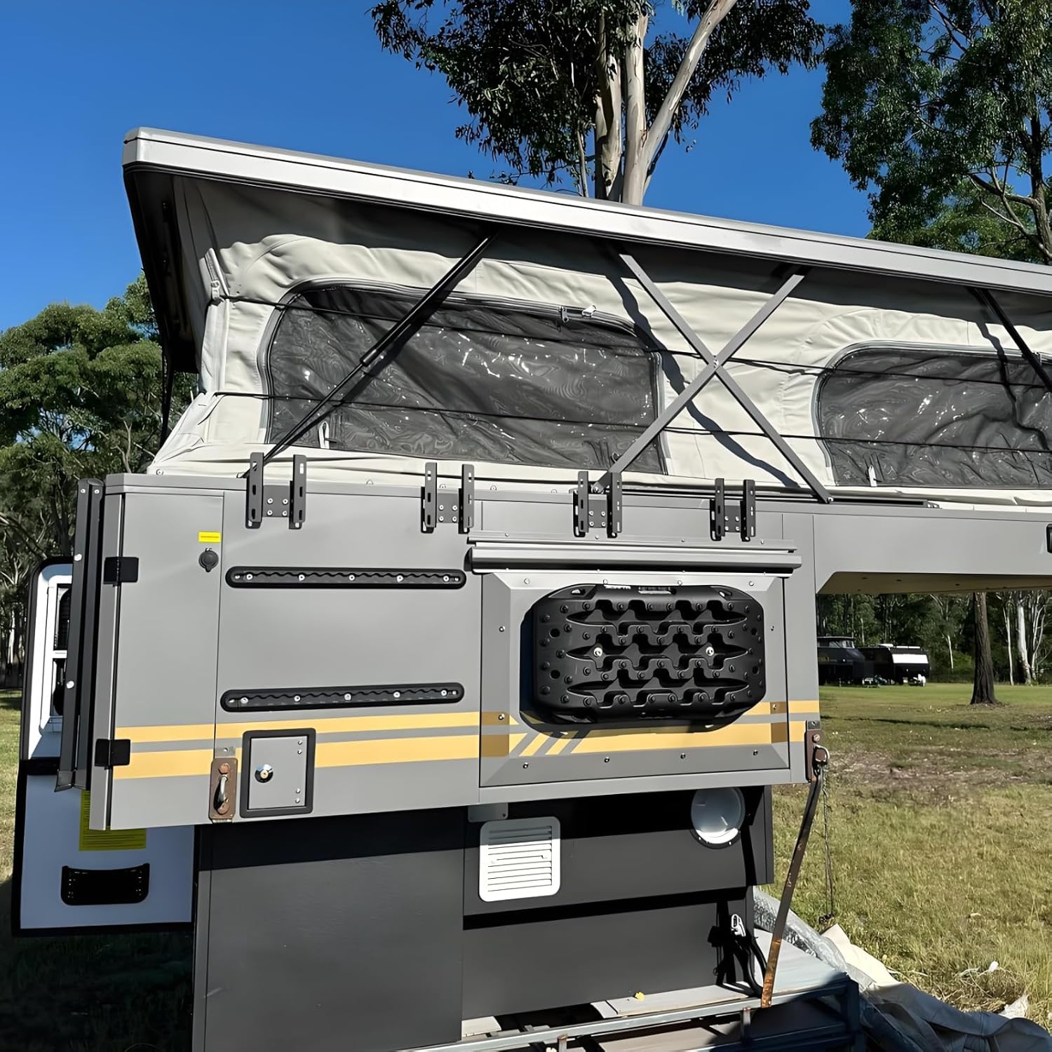 Truck Bed Camper for Pickup Trucks Tent, Aluminum Pop Up Camper Topper with Insulated Cabin and Custom Storage Layout for Overlanding, Road Trips, Outdoor Camping and Adventure Travel