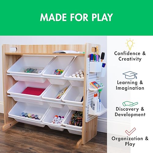 Miniatura 4 de Humble Crew Organizador de almacenamiento de manualidades y juguetes con estante superior y 9 contenedores extraíbles, estantería para niños