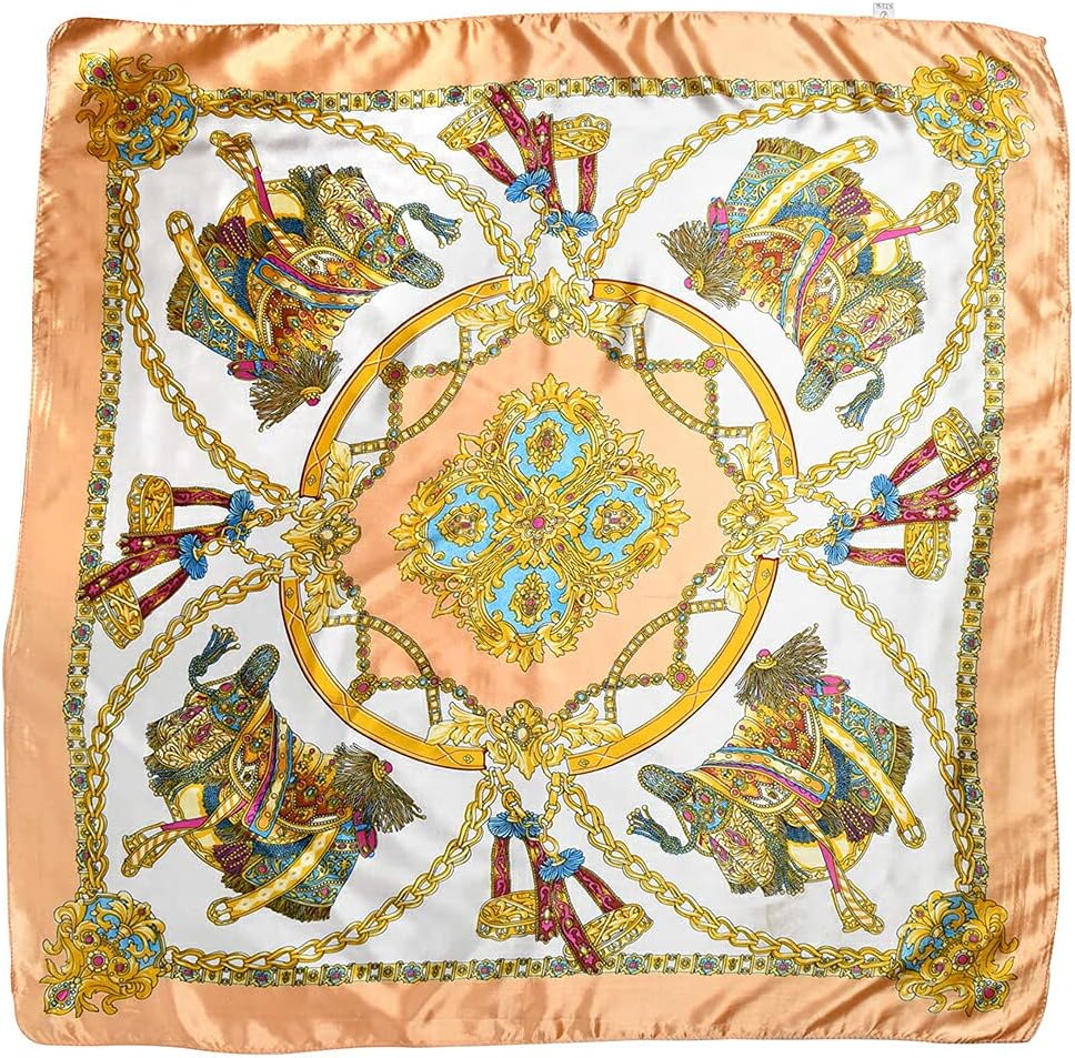 HAPI & Co Women's Large Square Scarf, 35.4 inches (90 cm), Silk Style, Stole