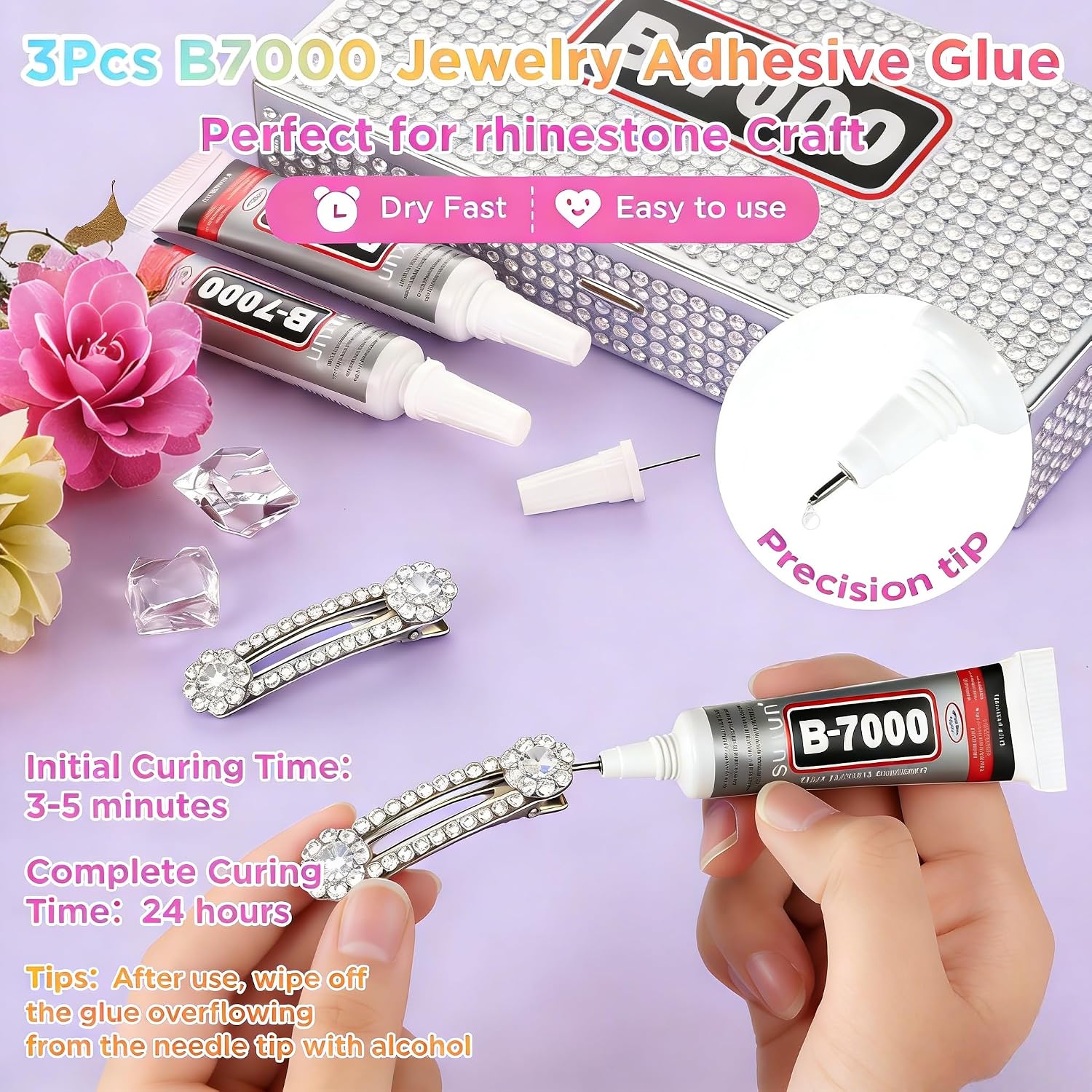42000PC42 Colors Resin Jelly Rhinestones for Bedazzling Kit, 3mm Flatback Gems with B7000Glue & Tools, DIY Crafts for Nails Clothes Shoes Books