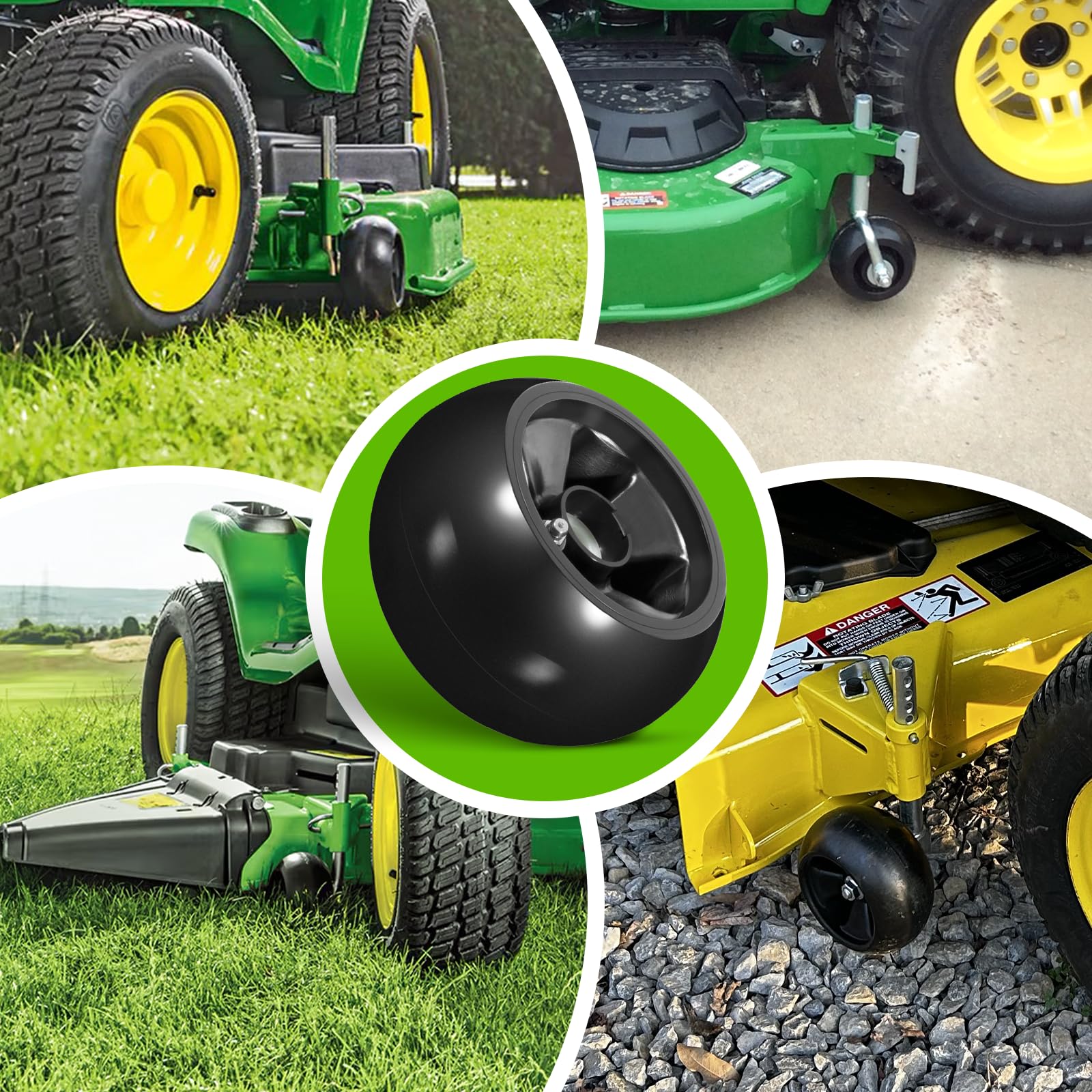 AM125172 Lot de 4 jauges de roue pour tondeuse John Deere 121,9 cm, 137,2 cm, 152,4 cm, 157,5 cm, 182,9 cm, remplace également AM124706 210-300 (noir)