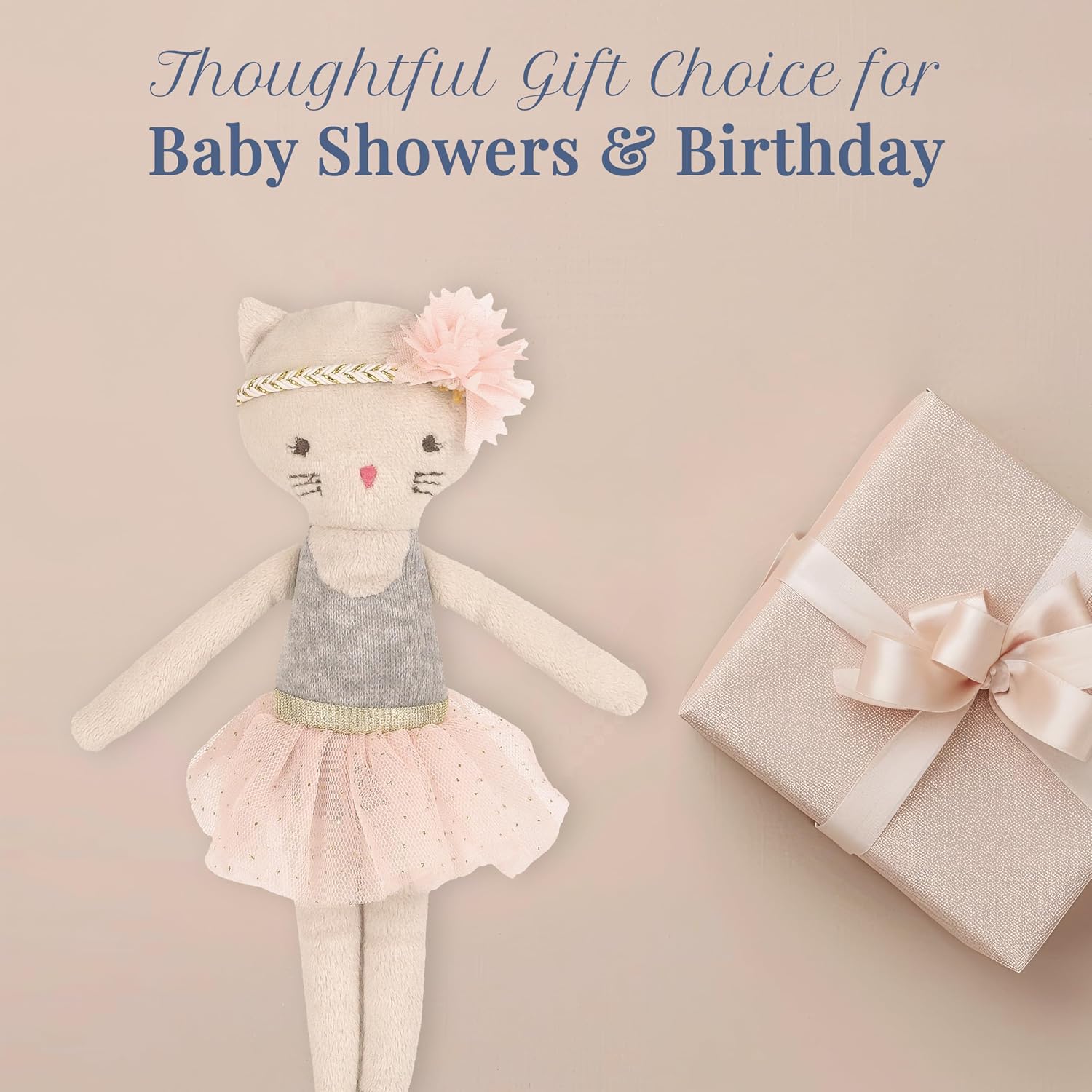 MON AMI Kacie The Kitty Ballerina Stuffed Doll – 9”, Soft Plush Animal Doll, Use as Toy or Room Decor, Great Gift for Kids of All Ages