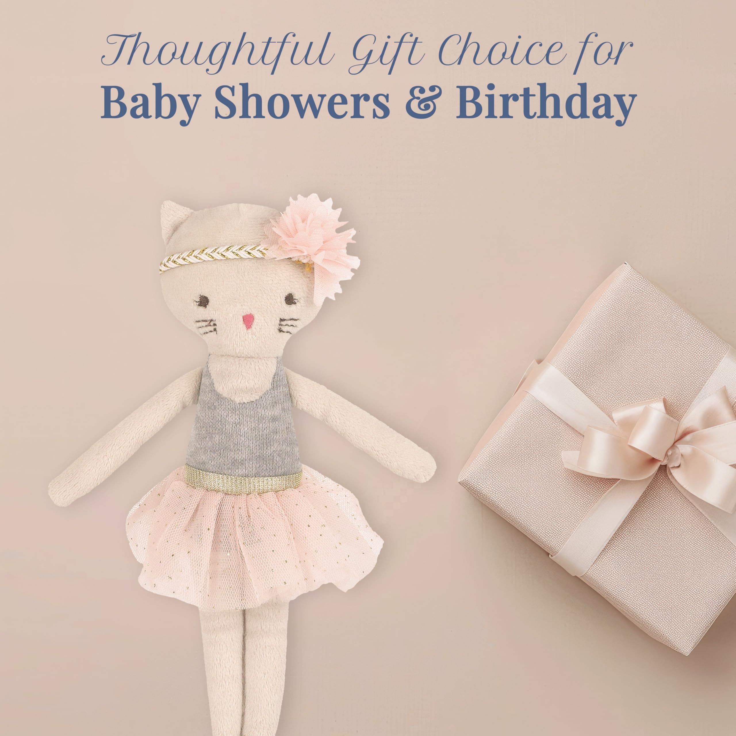 MON AMI Kacie The Kitty Ballerina Stoffpuppe, 22,9 cm, weiche Plüschtierpuppe, Verwendung als Spielzeug oder Raumdekoration, tolles Geschenk für Kinder jeden Alters