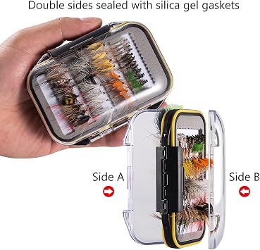 BASSDASH Fly Fishing Flies Kit Fly Assortment Trout Bass Fishing with Fly Box with Dry/Wet Flies, Nymphs, Streamers, Popper
