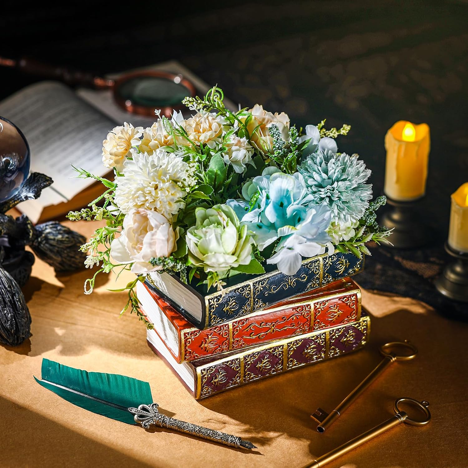 Tioncy Book Shaped Vase for Flowers Stack Magic Book Shaped Flower Pot Home Decoration Gifts for Wedding Gift Birthday Bridal Showers Home