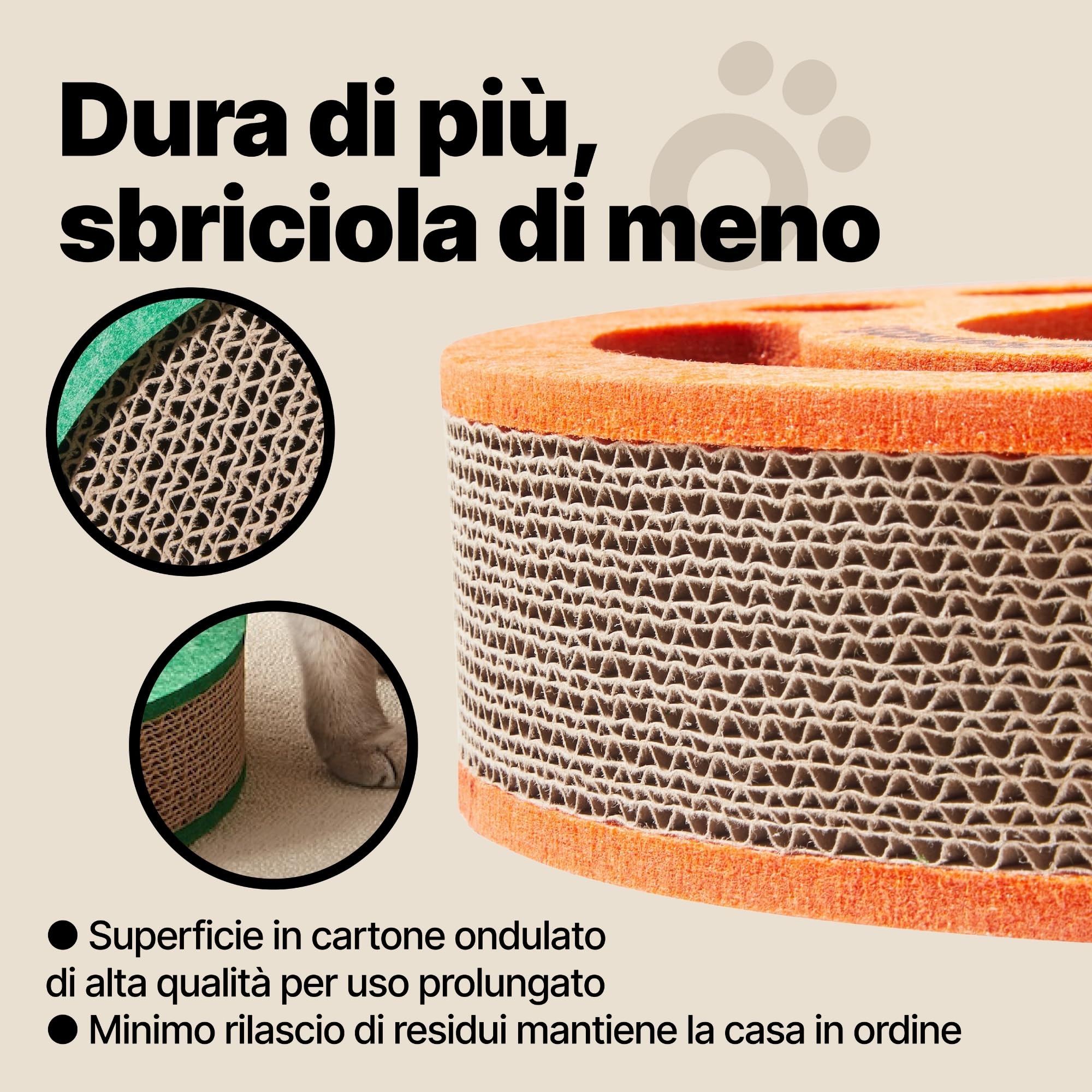 Tiragraffi per gatti con pista a sfere con campanellino – Gioco interattivo per gatti, tappetino tiragraffi in cartone ondulato con erba gatta, tavola tiragraffi, accessori per gatto (Arancione)