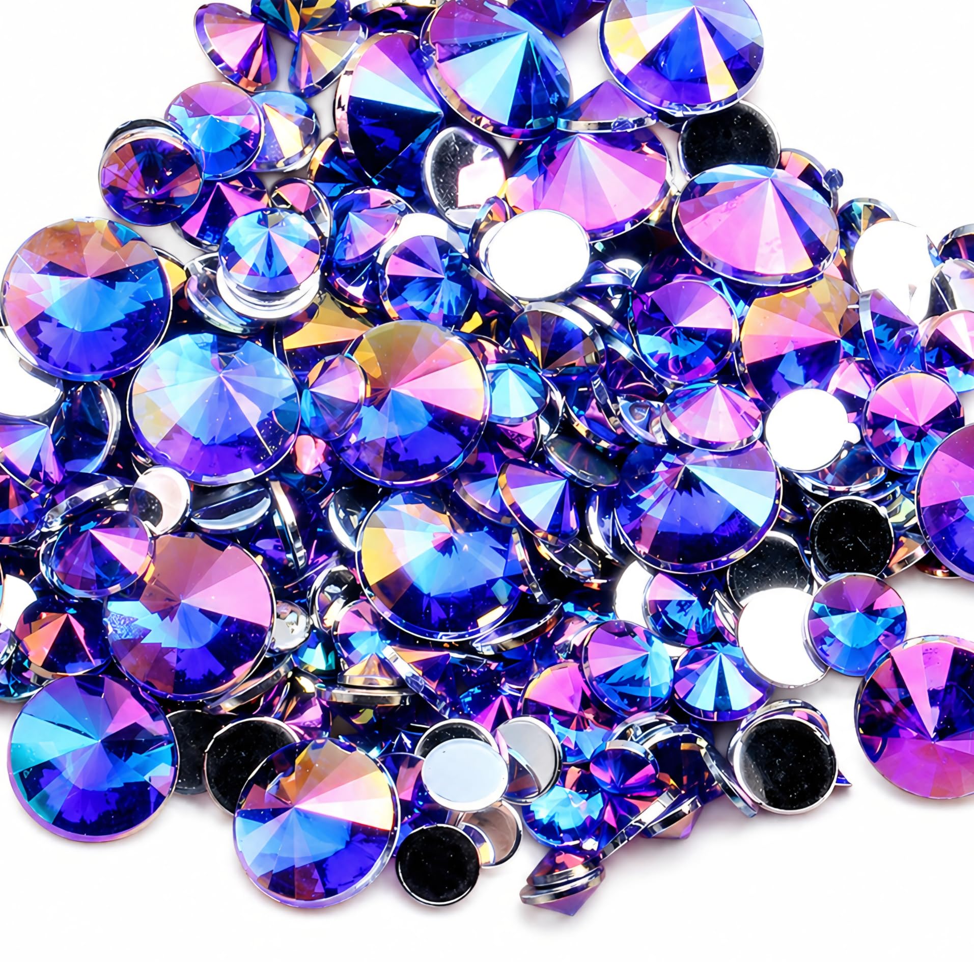 MajorCrafts Flat Back Pointed Top Acrylic Rhinestones: Rivoli Style Craft Gems (Royal Blue AB A14, 4mm - 800pcs) โ image 1