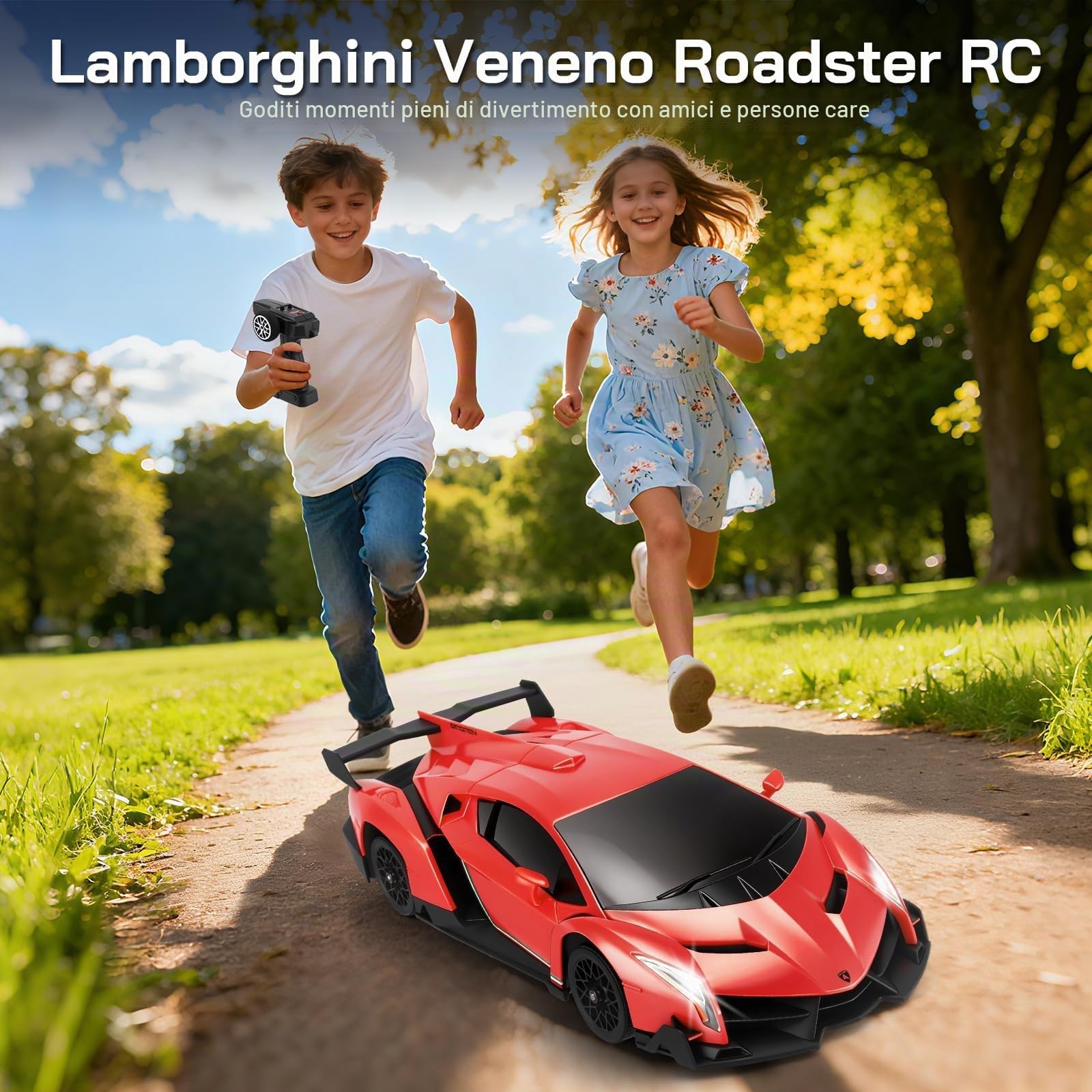 Lamborghi-ni, Scala 1:18, 4 ruote motrici, 35 km/h, con acceleratore proporzionale, illuminazione a LED, per bambini 6-12 anni