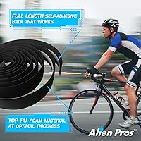 Vista 5 de ALIEN PROS Cinta para manillar de bicicleta EVA (juego de 2) amarilla, mejora el agarre de tu bicicleta con estas cintas para manillar de bicicleta
