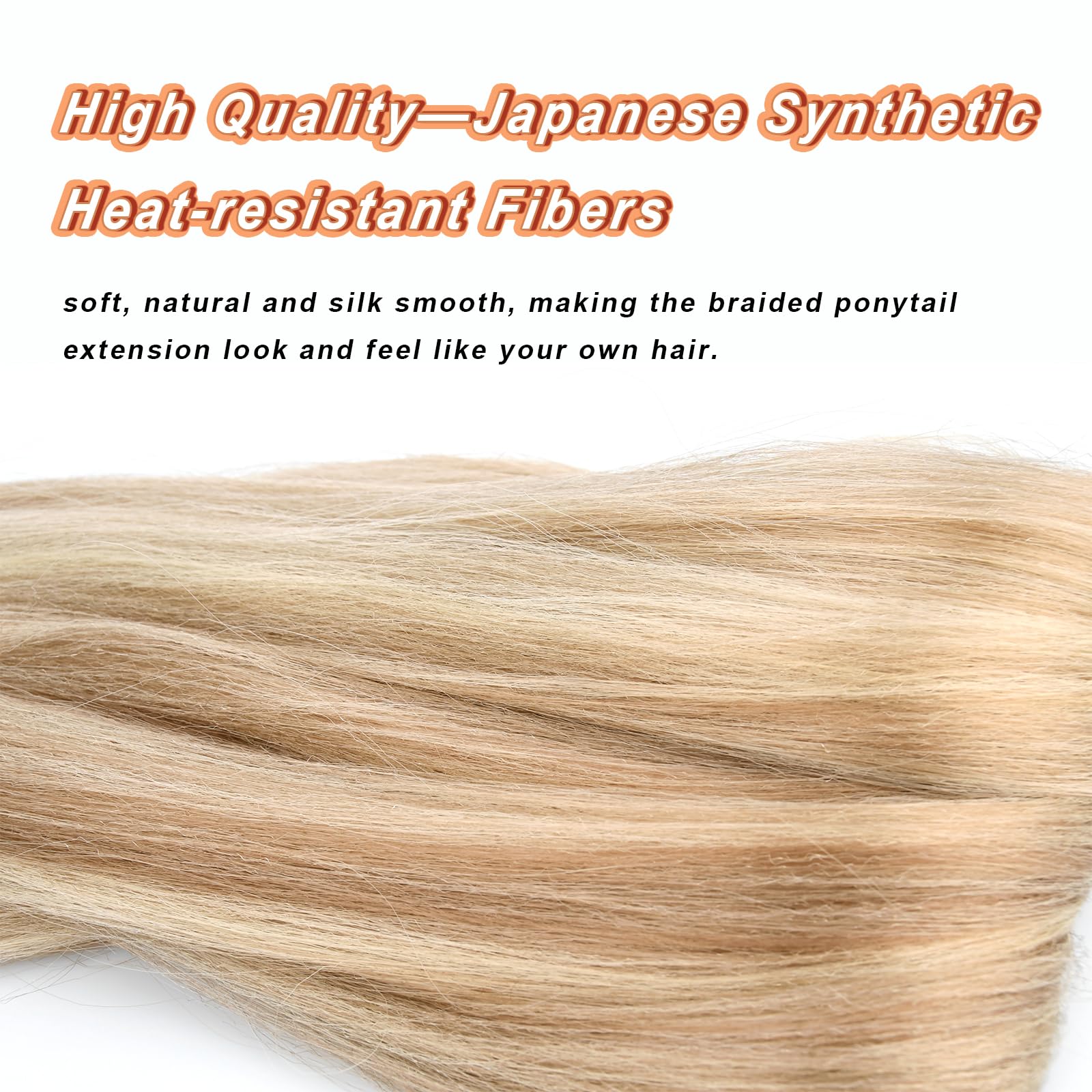 Gledola Long Braided Ponytail Extension 30 Inch Pre stretched Braiding Hair Extensions DIY Braid Ponytail Synthetic Hair Piece (Light Ash Blonde - Image 4