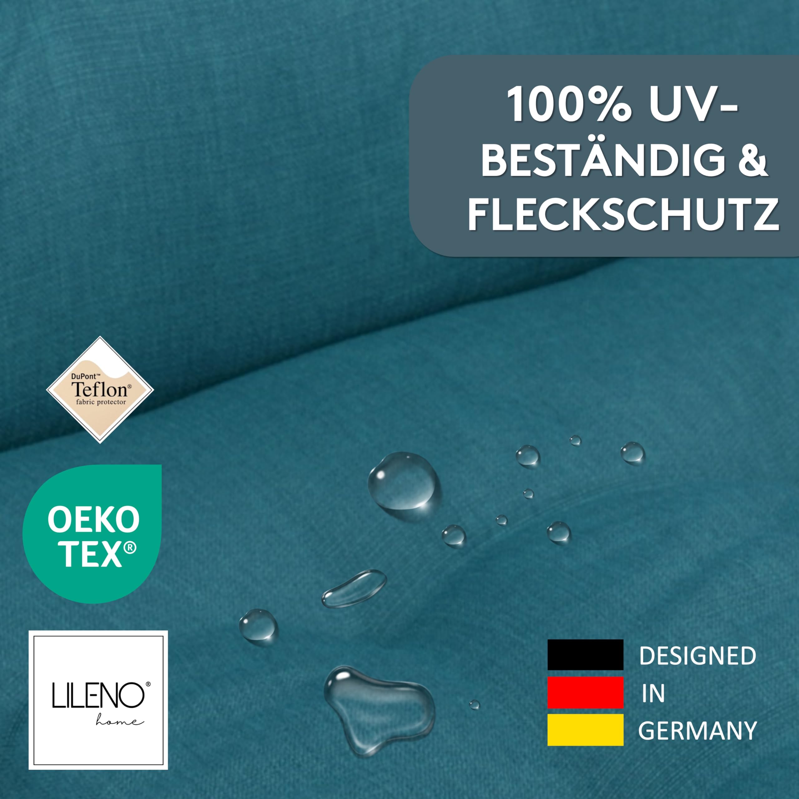 LILENO HOME MAR Coussins pour chaise de jardin à dossier bas, bleu pétrole, coussins d'assise confortables pour meubles de jardin, coussins de chaise pour chaises de jardin et chaises pliantes