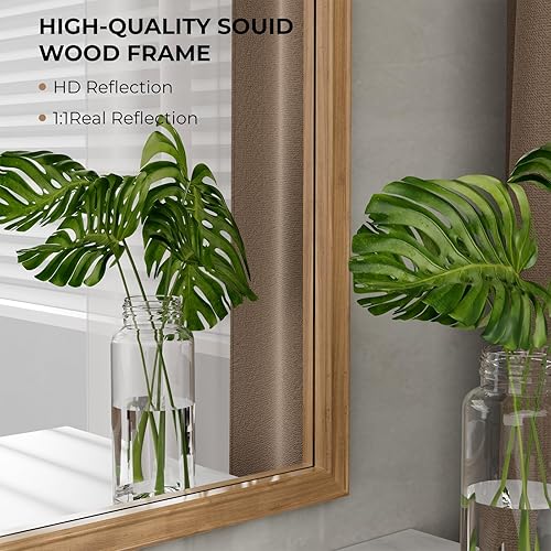 Vista 75 de WallBeyond Espejos de baño de madera para montar en la pared, espejos de pared con marco de madera rústica de 16 x 20 pulgadas, espejos de pared