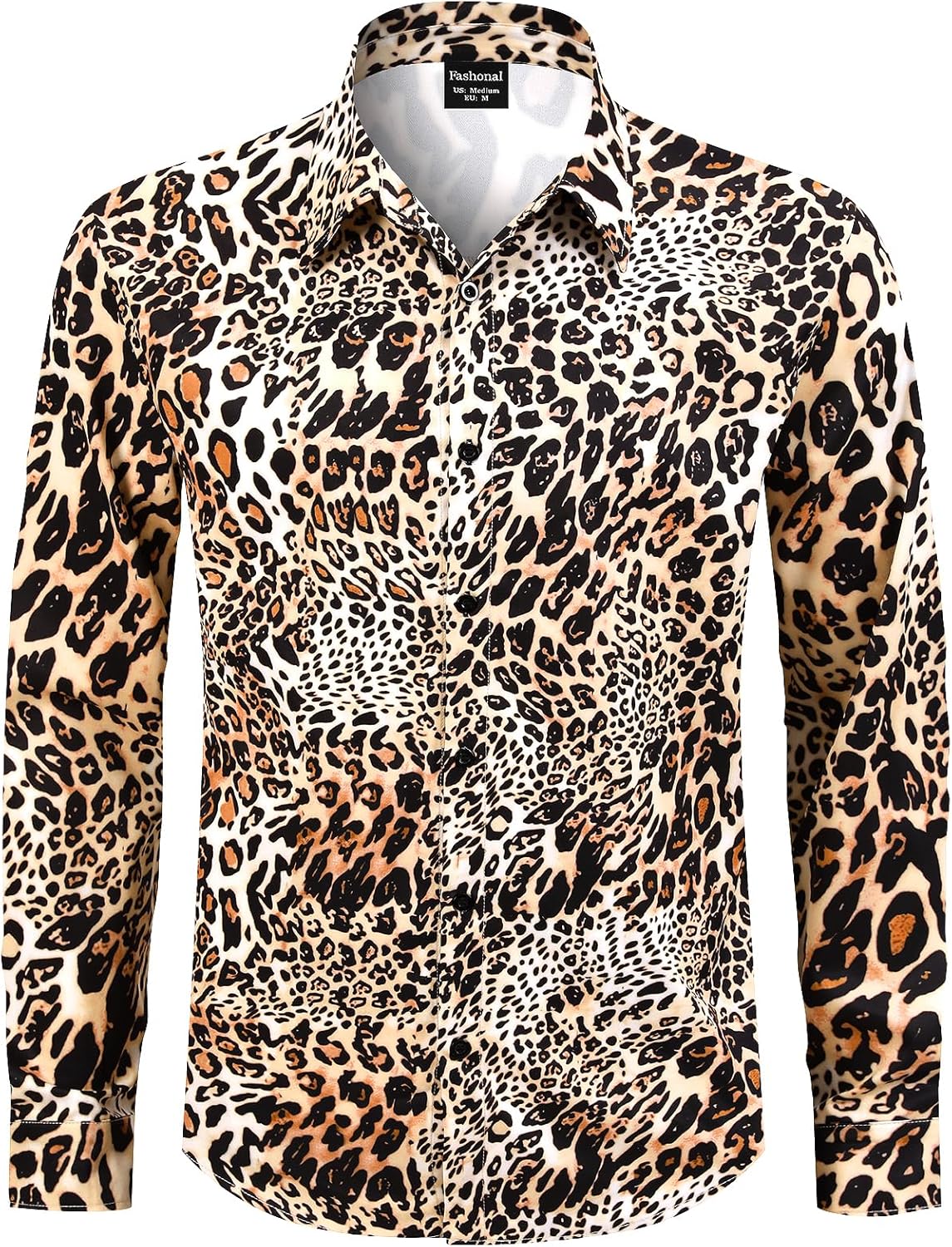 Men's Animal Print Novelty Button Down Long Sleeve Shirt, S-4XL