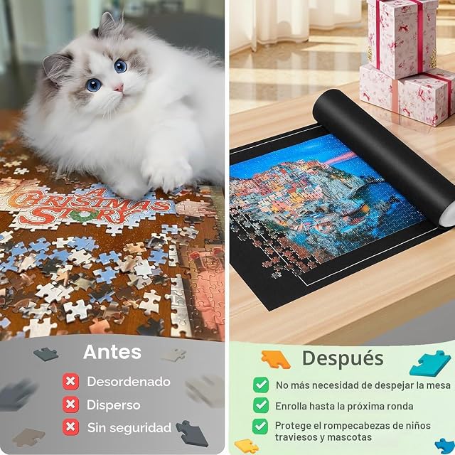 Foto 3 de 8 de Neuytiky Tapete Puzzle, Tapete Puzzle Roll Up Pad 3000 2000 1500 Piezas, Alfombra Guarda Puzzles