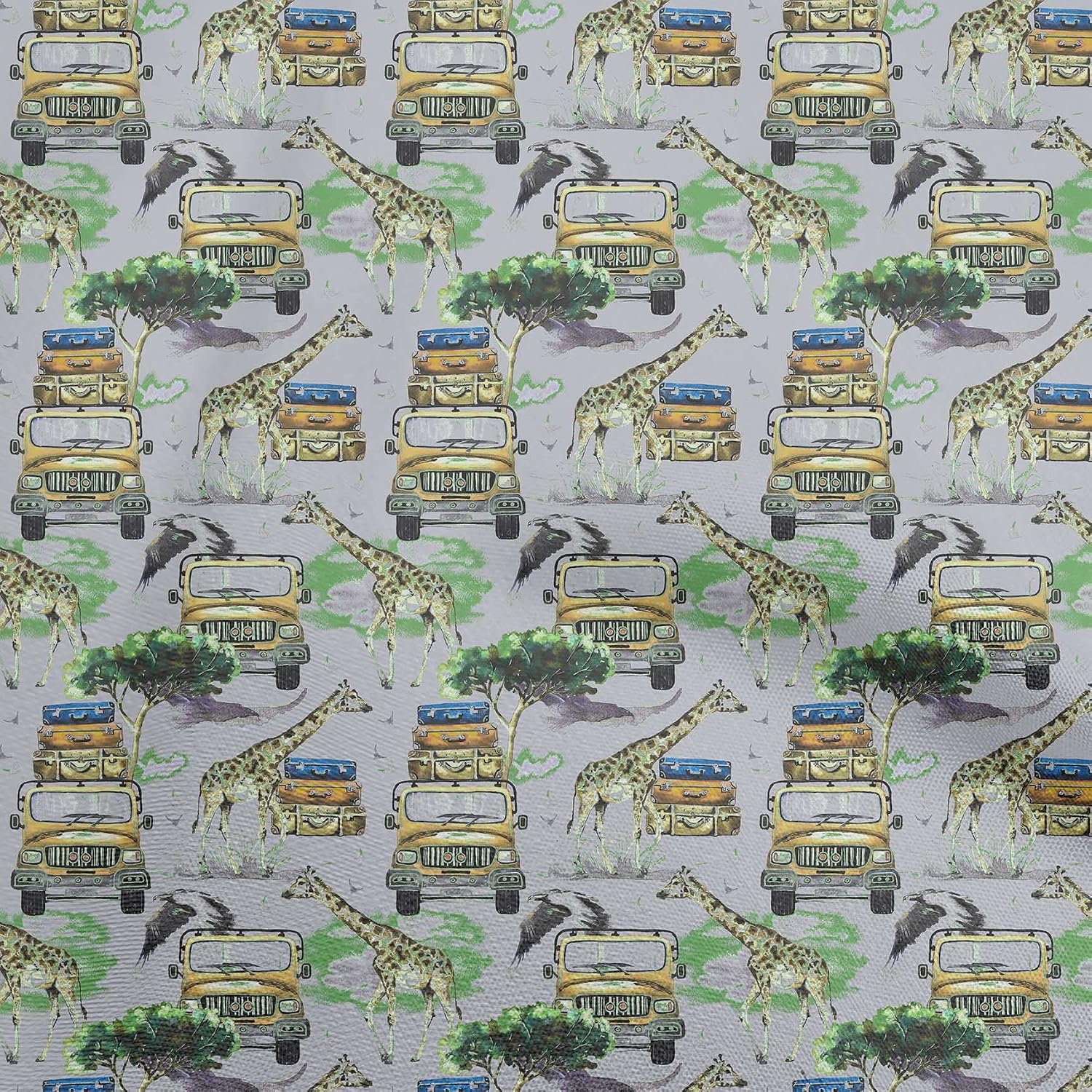 oneOone Cotton Flex White Fabric Kids Safari Print Dress Material Fabric Print Fabric By The Yard 40 Inch Wide