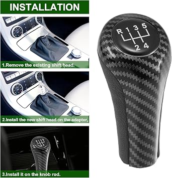5-Speed Manual Gear Shift Knob with Carbon Fiber Pattern Compatible with BMW E46 E90 E60 E39 E36 E84 X1 X3, Replacement for 25117566267