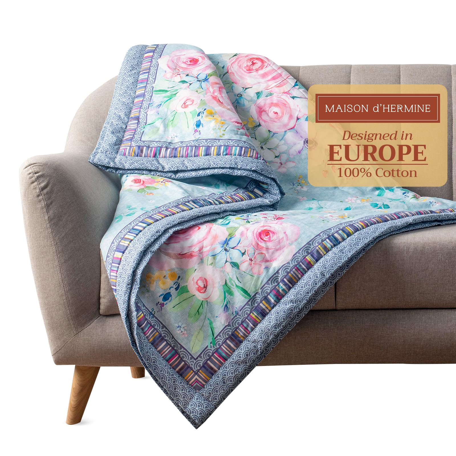 Maison d' Hermine Throw Blanket for Couch Lightweight Soft Warm Breathable Cotton Throw Blankets for Bed Girls Boys Women Men Gifts Room Easter Gifts