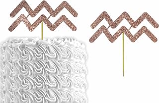 Glitter Zodiac Aquarius Sign Symbol Symbol Cake Topper | Birthday Party Cake Topper | Party Decorations (Brown)