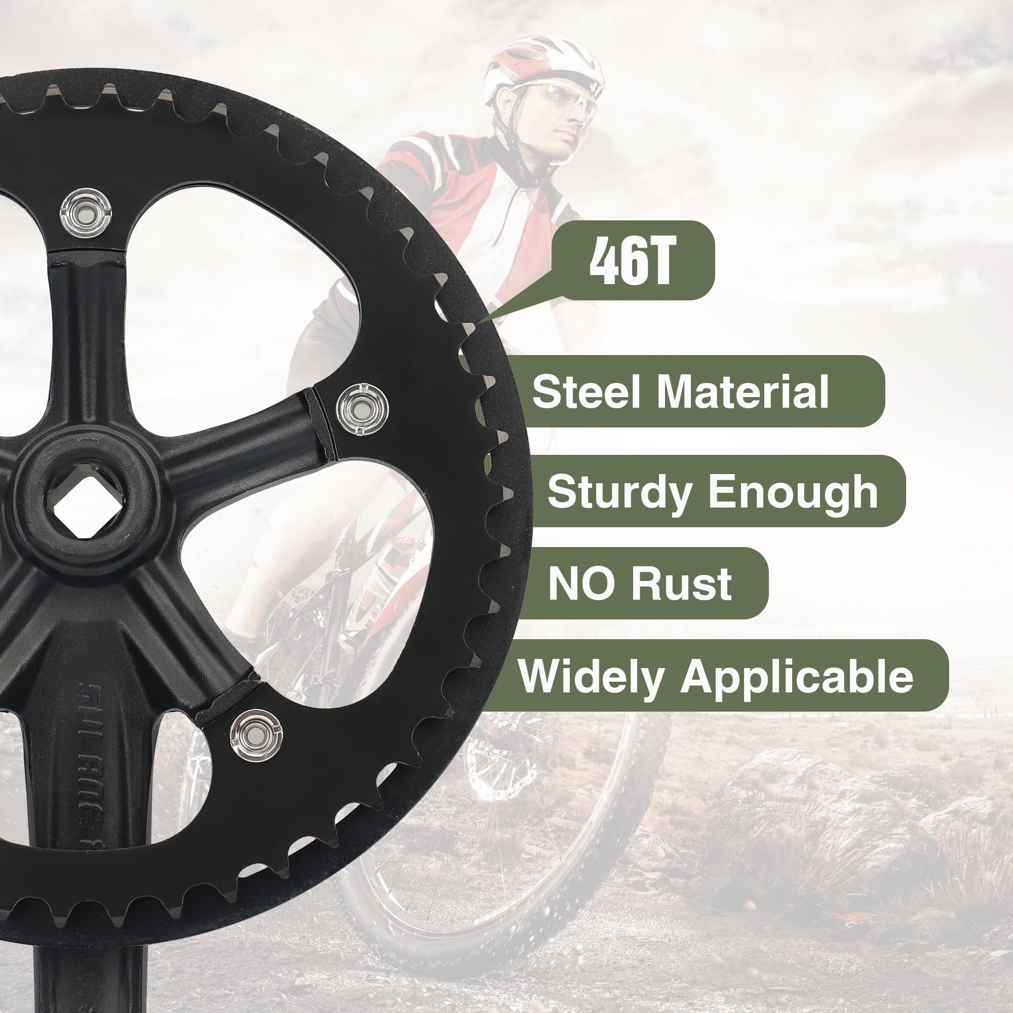 MEGHNA Singel Speed - Guarnitura 38T/46T/48T Bicycle Crankset da 170 mm, in alluminio, per bicicletta da donna