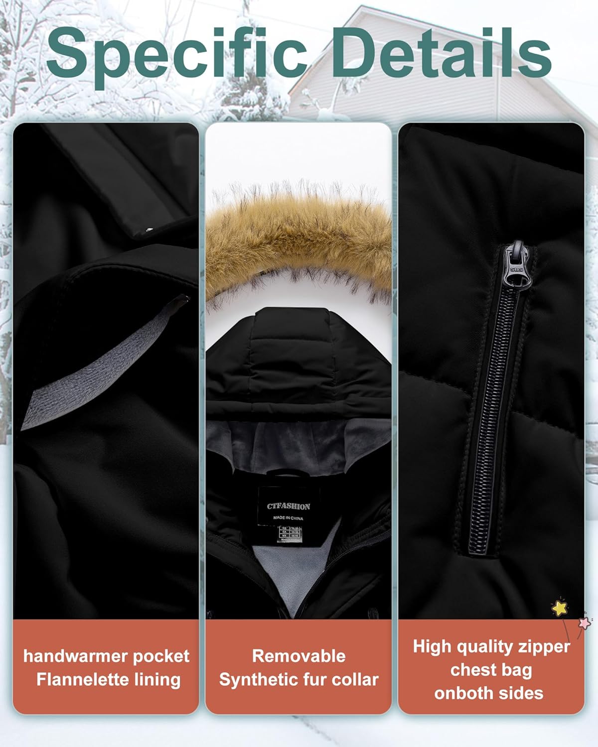 Boy's Winter Coat Waterproof Kids Puffer Jacket Thicken Parka Fleece Lined Bubble Ski Snow Outerwear with Fur Hood - Image 6