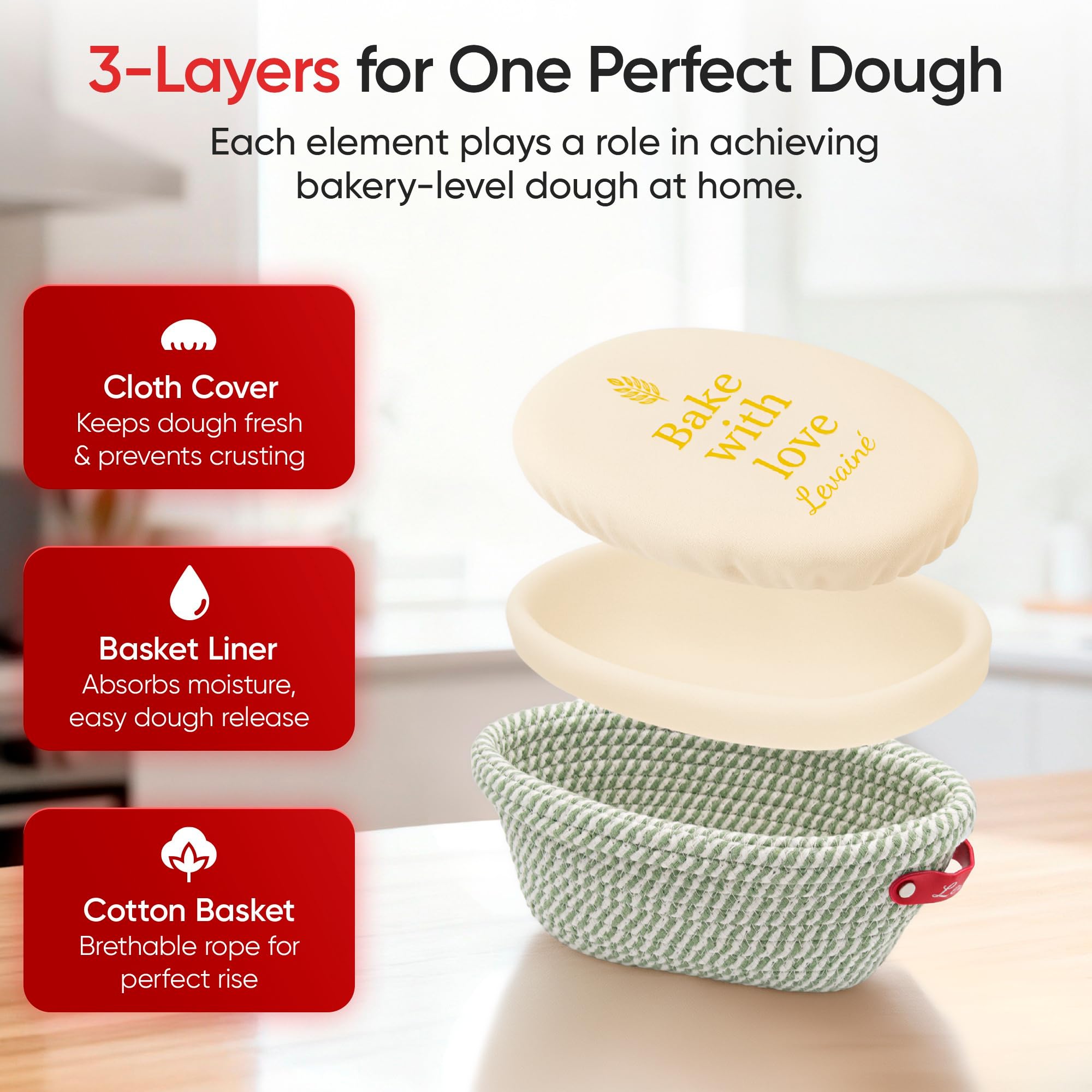 Banneton pour Pain 2er Set – Panier à Pain Ovale & Rond en Corde de Coton avec Housses Lavables | Panier Pain & Banneton Boulangerie pour Levain, Kit Pain Maison & Artisan Baguettes