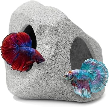 Premium Beta Fish Tank Decor, Beta Fish Tank Decorations, Betta Fish Tank Accessories, Fish Rocks Hiding, Playing, Resting Spots - Avoid Aggressive Behavior Alien