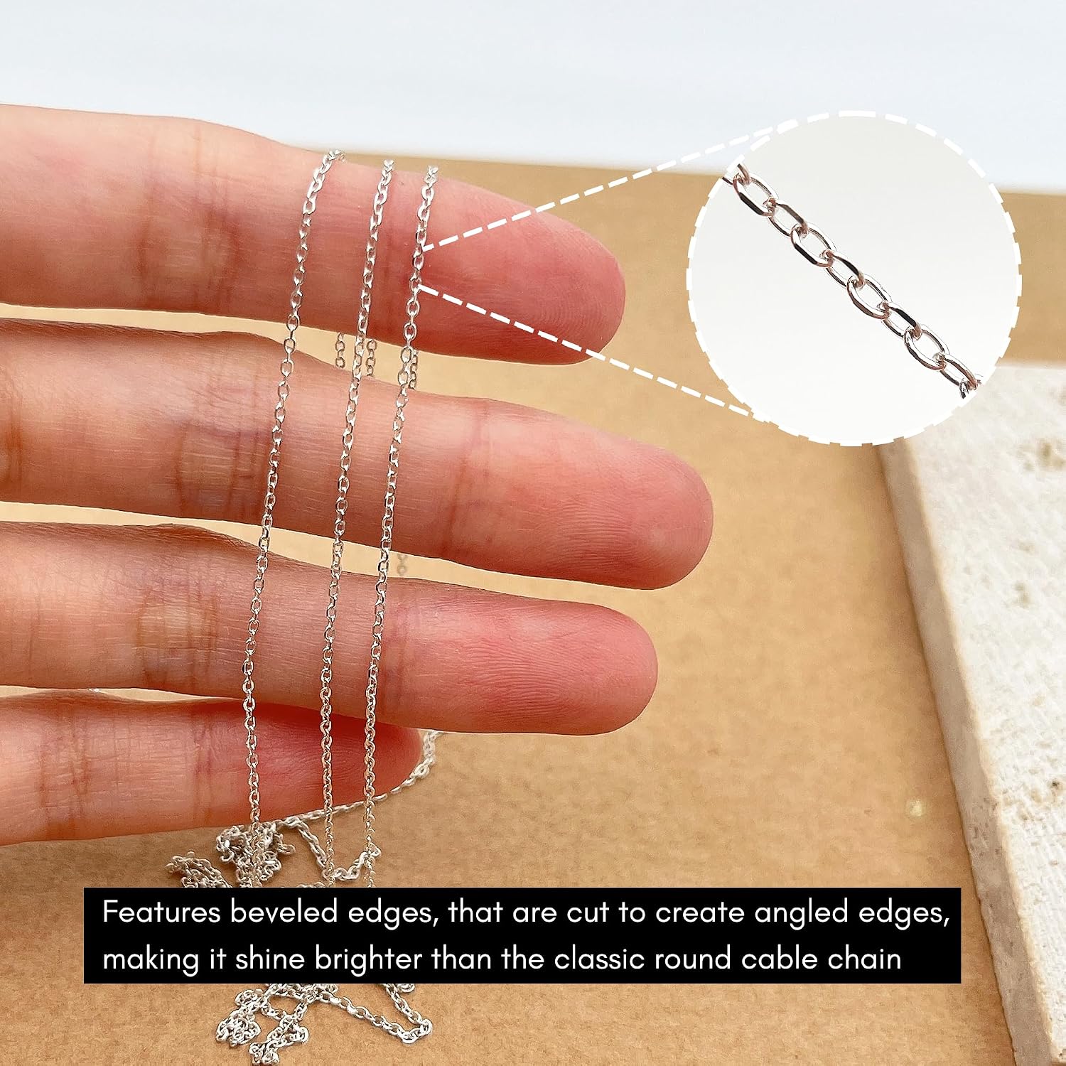 Gryrigns 3Feet 0.9mm 925 Sterling Silver Cable Chain Link Bulk for DIY Craft Jewelry Making (1.32 Grams)