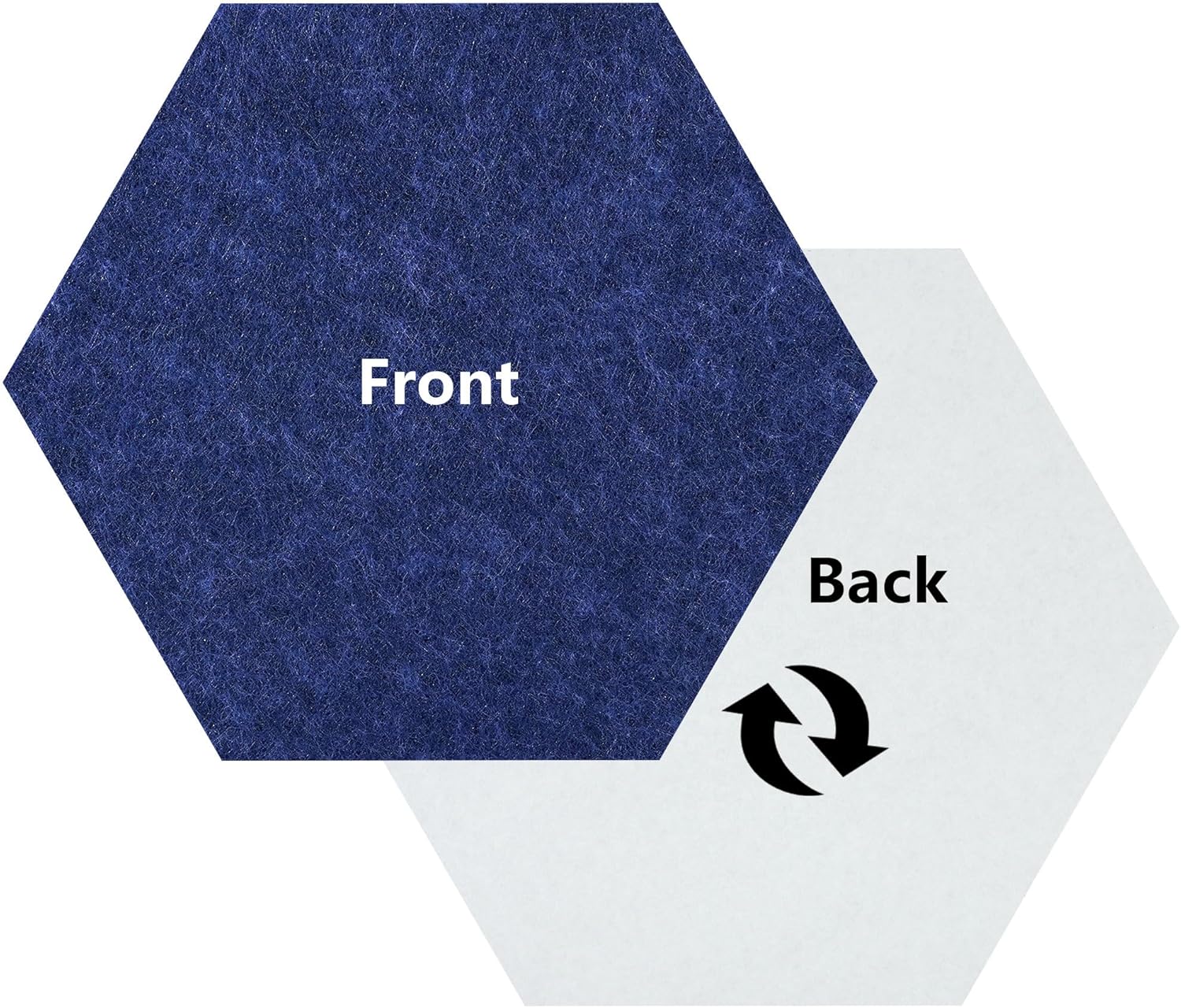 Vienrose Hexagon Felt Bulletin Board Self Adhesive Pin Board Wall Decoration Tiles with 35 Push Pins for Office Home and School, Blue Series 12 Pack
