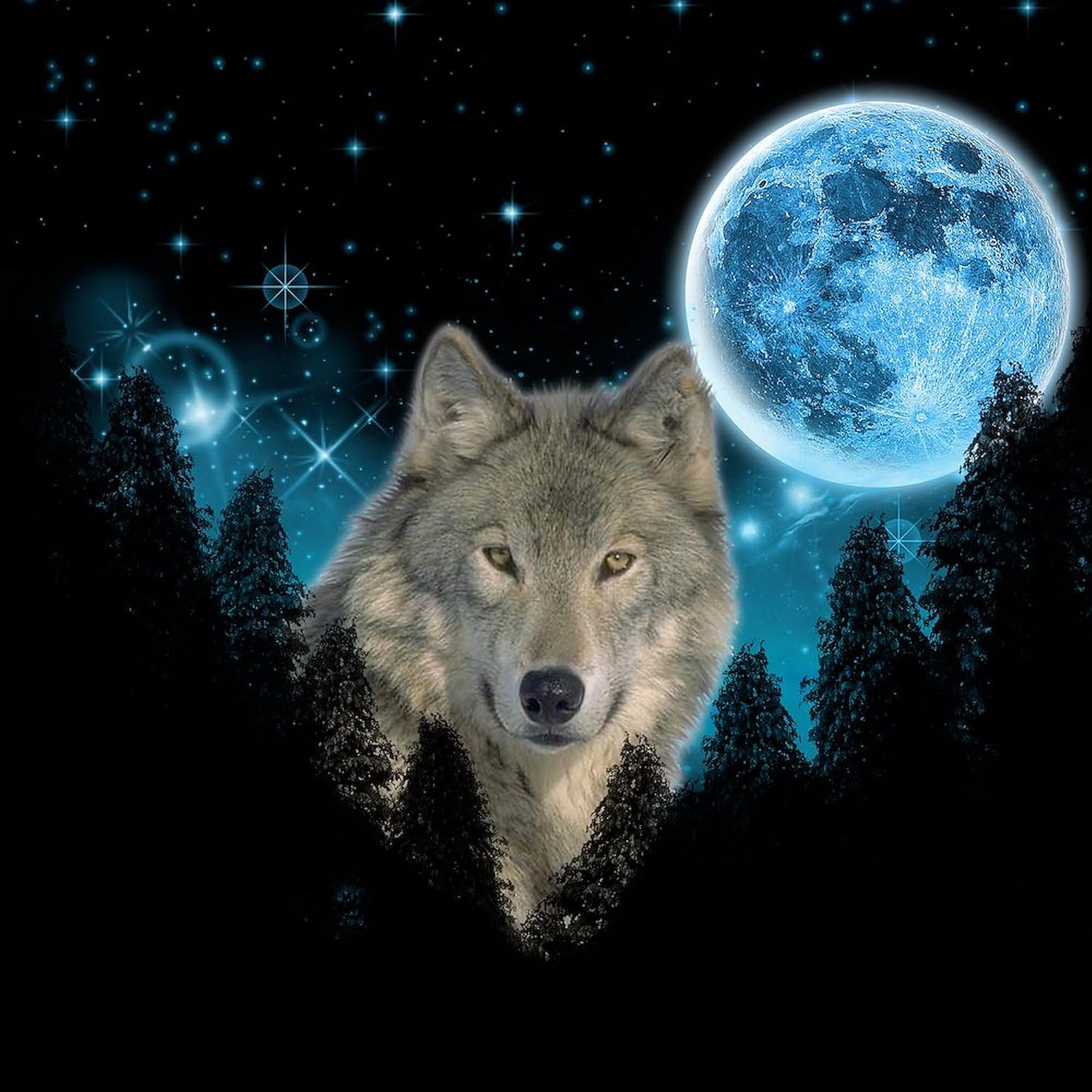 CafePress Wolf Starlight Sticker Square Bumper Sticker Car Decal