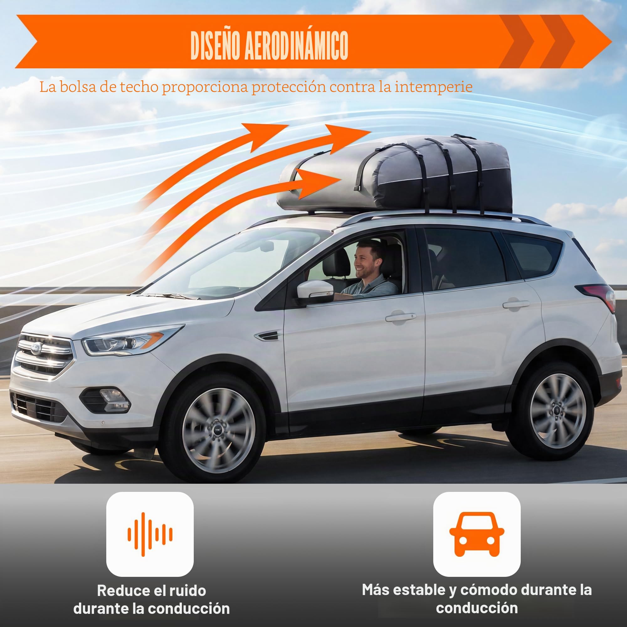 Sailnovo Cofre de Techo 580 L/20 cúbicos, Impermeable Bolsa de Techo, con 6 Ganchos con Alfombrilla Antideslizante Cerrar para Puerta, Apto para Coches sin Portaequipajes (Gris-Negro)