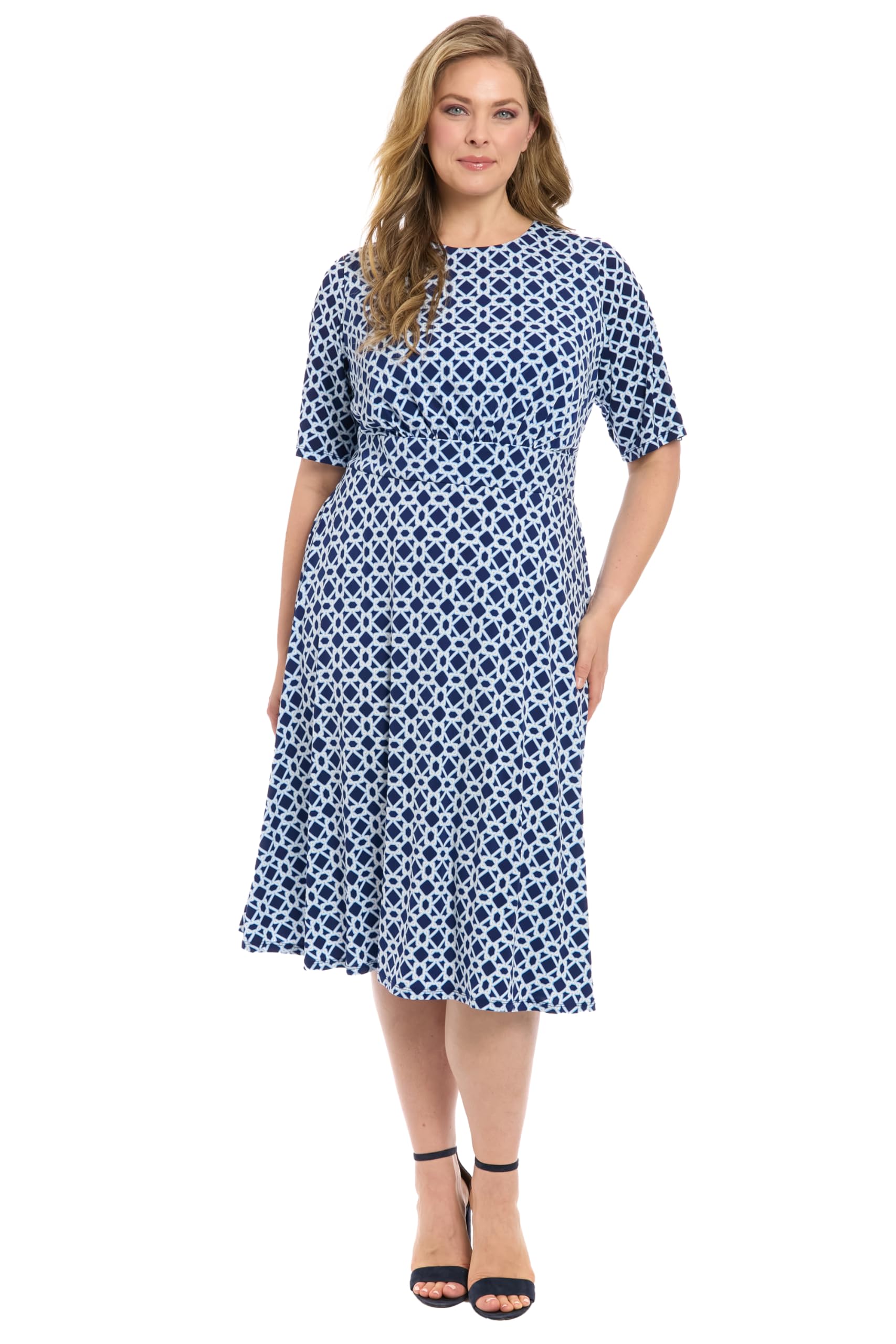London Times Women's Dresses Inset Waist Midi Dress Career Office Occasion Guest of